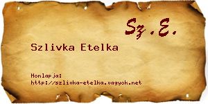 Szlivka Etelka névjegykártya